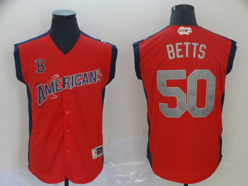 Men Boston Red Sox #50 Betts Red 2019 All Star MLB Jerseys